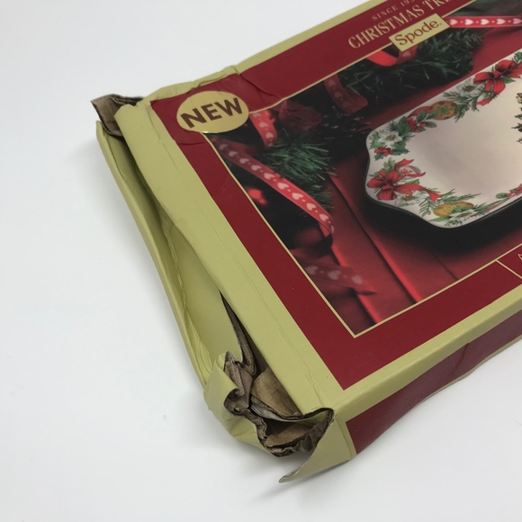 Spode 2017 Annual Dessert Tray Christmas Tree Rectangular With Handles New - Picture 5 of 7